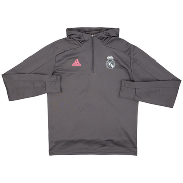 2020-21 Real Madrid adidas 1/4 Zip Hooded Drill Top - 9/10 - (M)