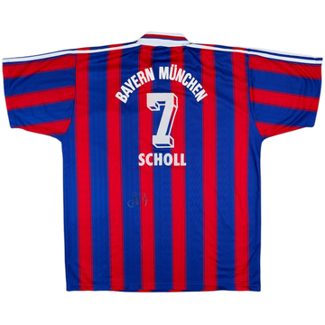 1995-97 Bayern Munich Signed Home Shirt Scholl #7 - 6/10 - (XXL)