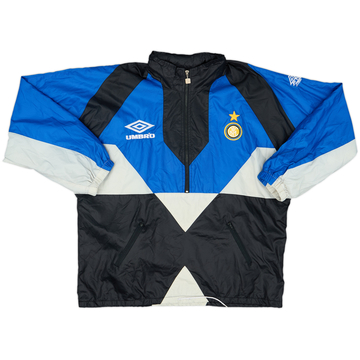 1991-92 Inter Milan Umbro 1/2 Zip Hooded Rain Jacket - 8/10 - (XL)