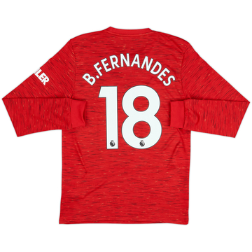 2020-21 Manchester United Home L/S Shirt B.Fernandes #18 - 8/10 - (S)