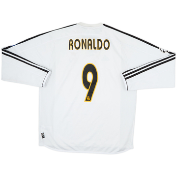 2003-04 Real Madrid Home L/S Shirt Ronaldo #9 - 7/10 - (L)