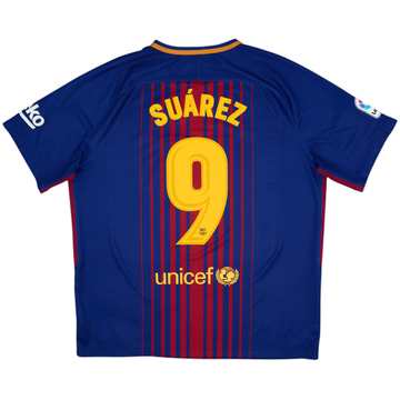 2017-18 Barcelona Home Shirt Suarez #9 - 8/10 - (XL)