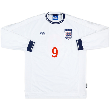 1999-01 England Home L/S Shirt #9 - 8/10 - (XL)
