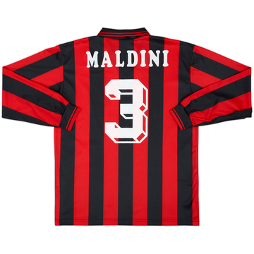 1995-96 AC Milan Home L/S Shirt Maldini #3 - 7/10 - (S)