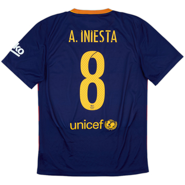 2015-16 Barcelona Basic Home Shirt A.Iniesta #8 - 8/10 - (S)