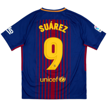 2017-18 Barcelona Home Shirt Suarez #9 - 8/10 - (M)
