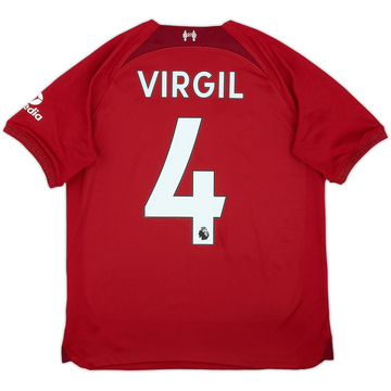 2022-23 Liverpool Home Shirt Virgil #4 - 6/10 - (XL.Boys)