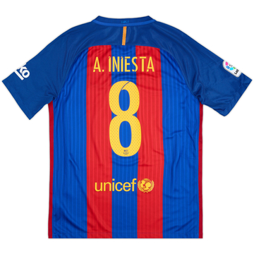 2016-17 Barcelona Home Shirt A.Iniesta #8 - 9/10 - (M)