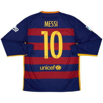 2015-16 Barcelona Local Manga Larga Camiseta Messi #10 - 8/10 - (L)