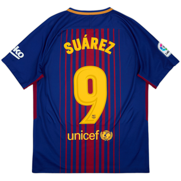 2017-18 Barcelona Home Shirt Suarez #9 - 9/10 - (M)