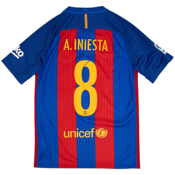 2016-17 Barcelona Home Shirt A.Iniesta #8 - 8/10 - (S)