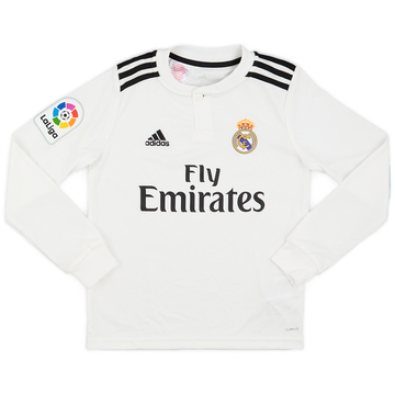 2018-19 Real Madrid Home L/S Shirt - 8/10 - (S.Boys)