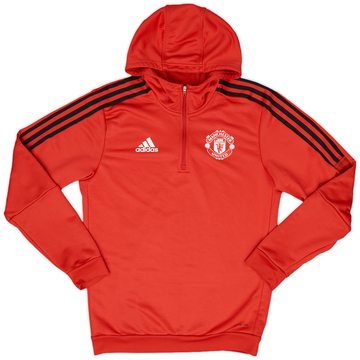2021-22 Manchester United adidas 1/4 Zip Hooded Drill Top - 8/10 - (S)