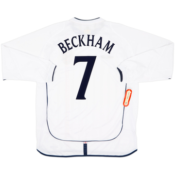 2001-03 England Home L/S Shirt Beckham #7 (XL)