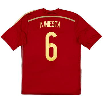 2013-15 Spain Home Shirt A.Iniesta #6 - 6/10 - (M)