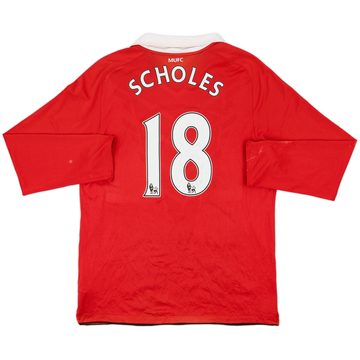 2010-11 Manchester United Home L/S Shirt Scholes #18 - 5/10 - (L)