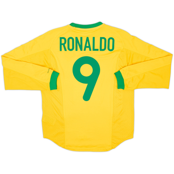 2000-02 Brazil Home L/S Shirt Ronaldo #9 - 8/10 - (S)