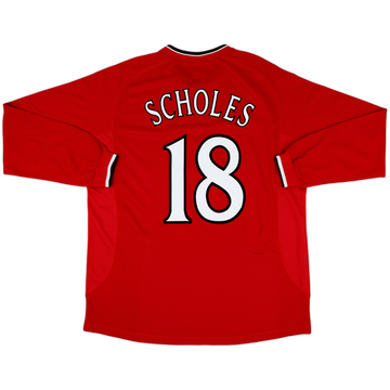 2000-02 Manchester United Home L/S Shirt Scholes #18 - 10/10 - (XXL)