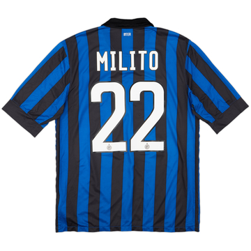 2011-12 Inter Milan Home Shirt Milito #22 - 8/10 - (M)