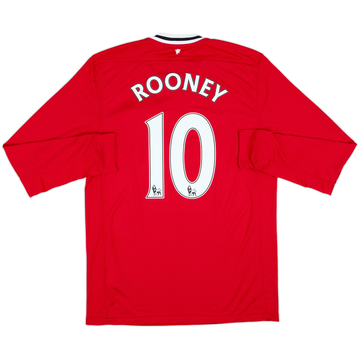 2011-12 Manchester United Home L/S Shirt Rooney #10 - 8/10 - (L)