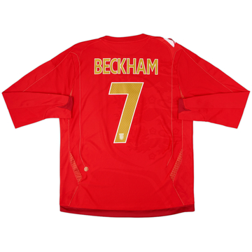 2006-08 England Away L/S Shirt Beckham #7 - 6/10 - (XL)