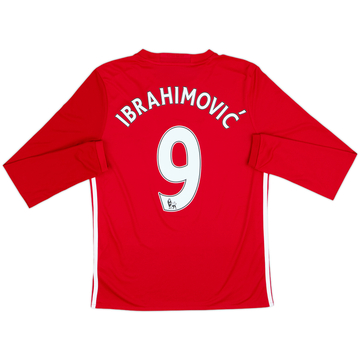2016-17 Manchester United Home L/S Shirt Ibrahimovic #9 - 8/10 - (XL.Boys)