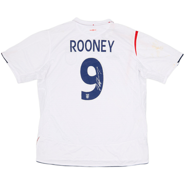 2005-07 England Signed Home Shirt Rooney #9 (XL)