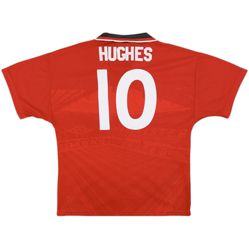 1994-96 Manchester United Home Shirt Hughes #10 - 8/10 - (Y)