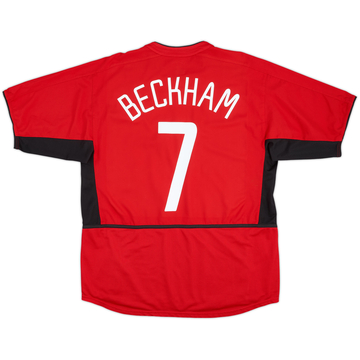 2002-04 Manchester United Home Shirt Beckham #7 - 8/10 - (L)