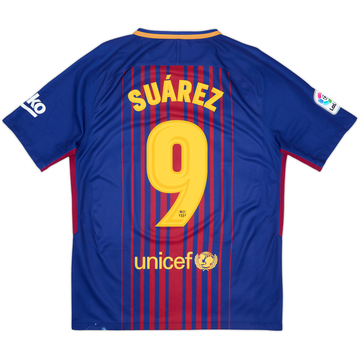 2017-18 Barcelona Home Shirt Suarez #9 - 6/10 - (M)