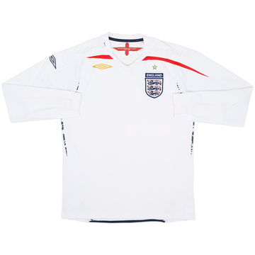 2007-09 England Home L/S Shirt - 4/10 - (M)