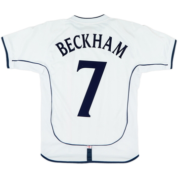 2001-03 England Home Shirt Beckham #7 - 8/10 - (L.Boys)
