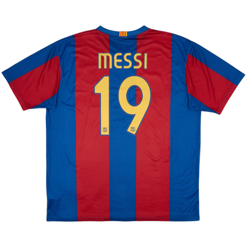2007-08 Barcelona Basic Home Shirt Messi #19 - 8/10 - (XXL)