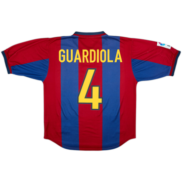1998-00 Barcelona Home Shirt Guardiola #4 - 7/10 - (M)