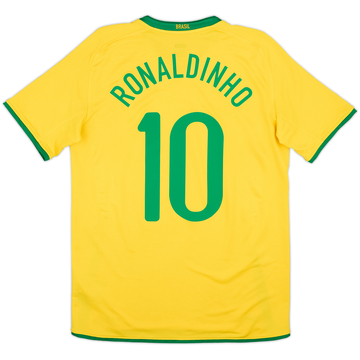 2008-10 Brazil Home Shirt Ronaldinho #10 - 4/10 - (M)