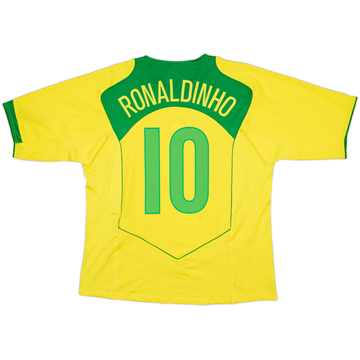 2004-06 Brazil Home Shirt Ronaldinho #10 - 8/10 - (L)