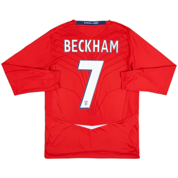 2008-10 England Away L/S Shirt Beckham #7 - 5/10 - (M)