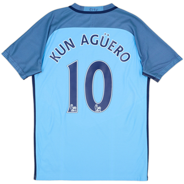 2016-17 Manchester City Authentic Home Shirt Kun Aguero #10 - 9/10 - (M)