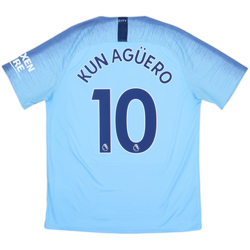 2018-19 Manchester City Home Shirt Kun Aguero #10 - 9/10 - (L)