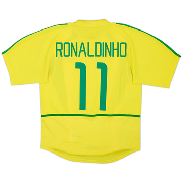 2002-04 Brazil Home Shirt Ronaldinho #11 - 9/10 - (M)