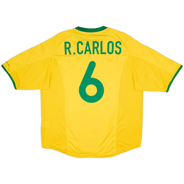 2000-02 Brazil Home Shirt R.Carlos #6 - 9/10 - (L)