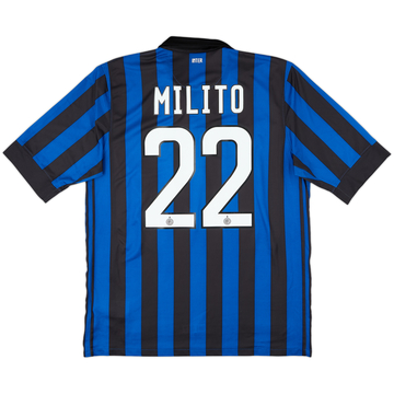 2011-12 Inter Milan Home Shirt Milito #22 - 8/10 - (L)