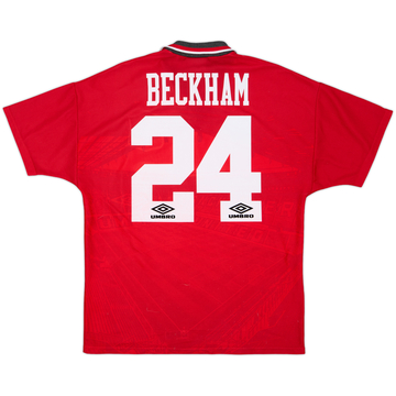 1994-96 Manchester United Home Shirt Beckham #24 - 7/10 - (M)
