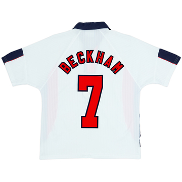1997-99 England Home Shirt Beckham #7 - 8/10 - (Y)