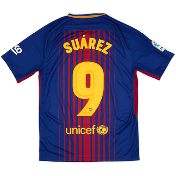 2017-18 Barcelona Home Shirt Suarez #9 - 9/10 - (S)