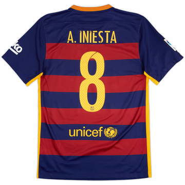 2015-16 Barcelona Home Shirt A.Iniesta #8 - 7/10 - (S)
