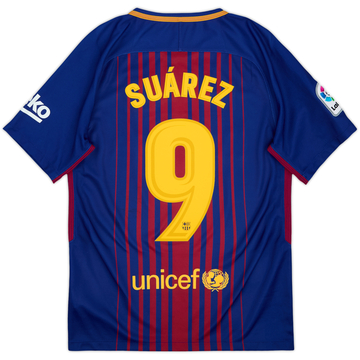 2017-18 Barcelona Home Shirt Suarez #9 - 9/10 - (S)