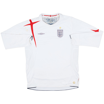 2005-07 England Home L/S Shirt - 4/10 - (XL.Boys)