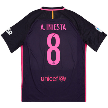 2016-17 Barcelona Away Shirt A.Iniesta #8 - 9/10 - (L)