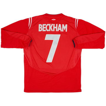 2004-06 England Away L/S Shirt Beckham #7 - 6/10 - (L)
